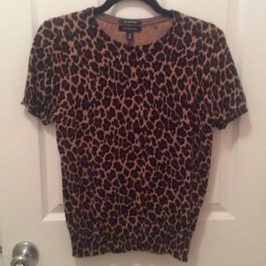NWOT Lands End leopard print short-sleeved sweater